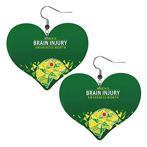 Traumatische Hirnverletzung Bewusstsein Monat Leder Ohrringe für Frauen baumeln Ohrring Tropfen Anhänger mit Haken Geschenke für Erwachsene Mädchen von DJNGN