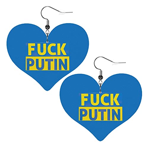 Ukraine-Russland-Konfliktflagge Ich stehe mit UkrainePutin Unterstütze die Ukraine Lederohrringe für Frauen Baumelnder Ohrring-Tropfenanhänger mit Hakengeschenken für erwachsene Mädchen von DJNGN