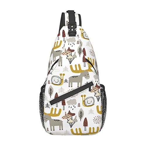 Umhängetasche mit Cartoon-Tieren, Brusttasche, Tagesrucksack, Umhängetasche für Reisen, Sport, Laufen, Wandern von DJNGN