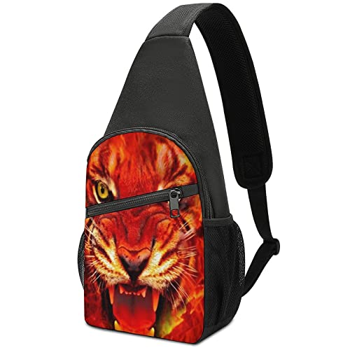 Umhängetasche mit Tiermotiv, Tigergesicht, Umhängetasche, leicht, Schultertasche mit einem Riemen, für Reisen, Wandern, Tagesrucksack von DJNGN