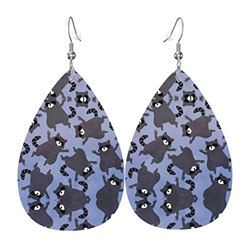 Waschbären Muster Leder Ohrringe für Frauen baumeln Ohrring Tropfen Anhänger mit Haken Geschenke für Erwachsene Mädchen von DJNGN