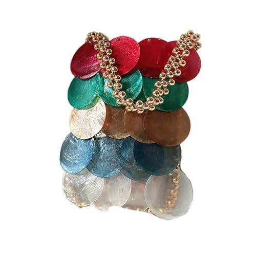 DJNLPZNT Frauen Fischschuppentasche mit Kette Bunte Handgewebte Shell-Tasche Sommer Reise Strand Party,Rot von DJNLPZNT