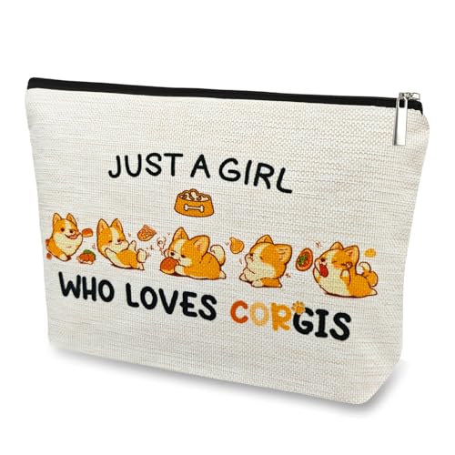 DJOLY Corgi Kosmetiktasche für Damen, Mädchen, waschbar, doppelseitig, bedruckt, wasserdicht, Make-up-Tasche, Beige, Corgi Lover DJOLY Corgi Kosmetiktasche für Damen, Mädchen, waschbar, doppelseitig, bedruckt, wasserdicht, Make-up-Tasche, Beige, Corgi Lover von DJOLY