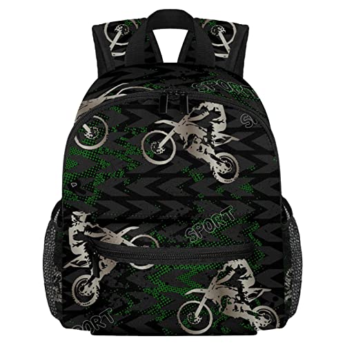 DJROW Hintergrund Mit Mann Auf Motorrad Kleinkind Kid Jungen Mädchen Kindergarten Kinder Snack Kindergarten Schule Rucksack, mehrfarbig, 10x4x12 in von DJROW