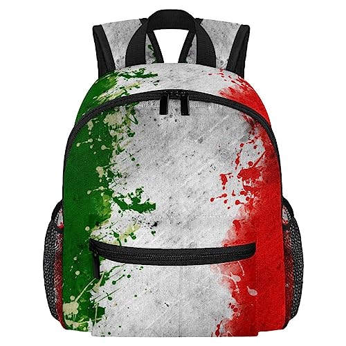 DJROW Italienische Flagge, grün, weiß, rot, Kleinkind, Jungen, Mädchen, Kindergarten, Kindergarten, Schulrucksack, mehrfarbig, 10x4x12 in von DJROW