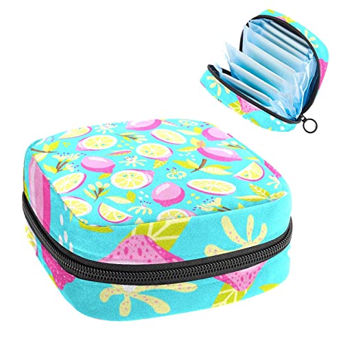 Damenbinde Aufbewahrungsbeutel Stillpad Halter Sommer Frisch Rosa Zitrone Blau Hintergrund Tragbare Periode Kit Tasche Feminine Produkt Beutel für Frauen Mädchen von DJROW