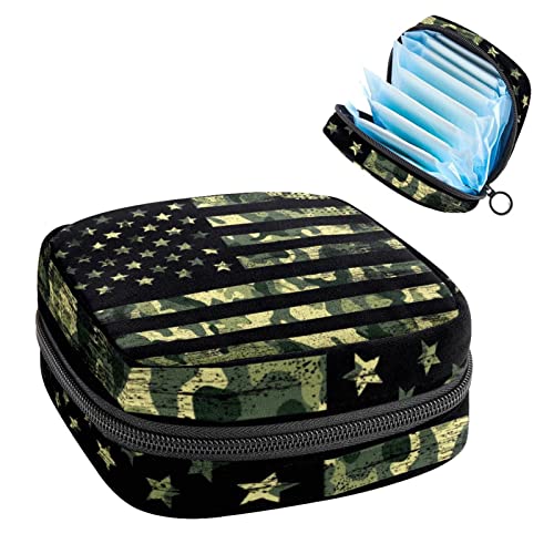 Damenbinde Aufbewahrungstaschen Stillpad Halter Amerikanische Flagge Camouflage Tragbare Periode Kit Tasche Feminine Produkt Beutel für Frauen Mädchen von DJROW