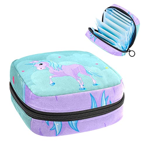 Damenbinde Aufbewahrungstaschen Stillpad Halter Blau Einhorn Tragbare Periode Kit Tasche Feminine Produkt Beutel für Frauen Mädchen von DJROW