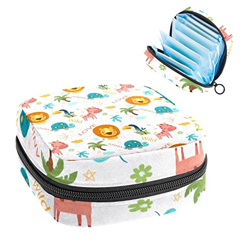 Damenbinde Aufbewahrungstaschen Stillpad Halter Bunte Wildtiere Muster Tragbare Periode Kit Tasche Feminine Produkt Beutel für Frauen Mädchen von DJROW