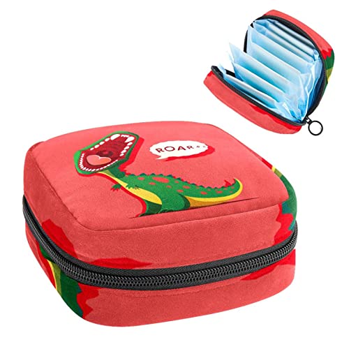 Damenbinde Aufbewahrungstaschen Stillpad Halter Dinosaurier Rot Muster Tragbare Periode Kit Tasche Feminine Produkt Beutel für Frauen Mädchen von DJROW