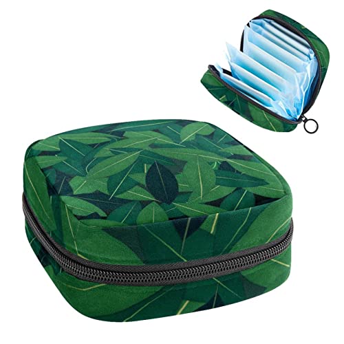 Damenbinde Aufbewahrungstaschen Stillpad Halter Grüne Blätter Muster 3 Tragbare Periode Kit Tasche Feminine Produkt Beutel für Frauen Mädchen von DJROW