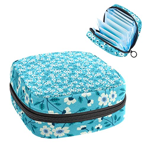 Damenbinde Aufbewahrungstaschen Stillpad Halter Niedlich Blau Blumenmuster Tragbare Periode Kit Tasche Feminine Produkt Beutel für Frauen Mädchen von DJROW