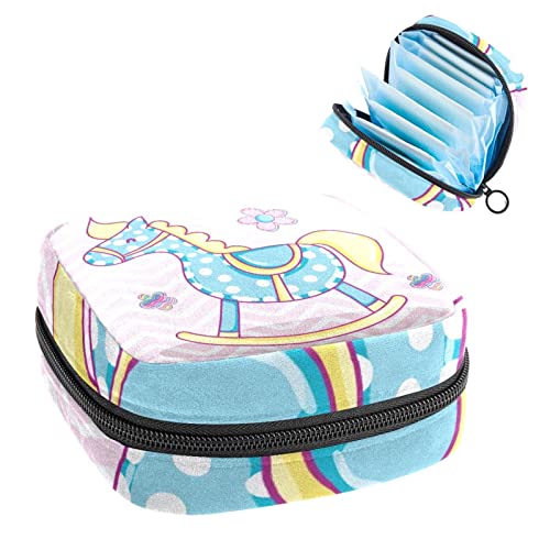 Damenbinde Aufbewahrungstaschen Stillpad Halter Niedlich Holz Pferd Cartoon Tragbare Periode Kit Tasche Feminine Produkt Beutel für Frauen Mädchen von DJROW