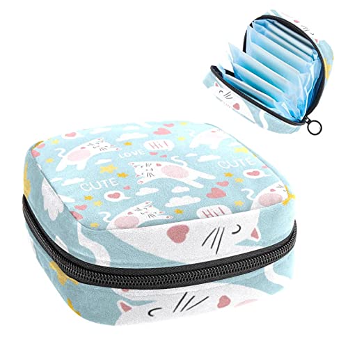 Damenbinde Aufbewahrungstaschen Stillpad Halter Niedliche Cartoon Katzen Muster Tragbare Periode Kit Tasche Feminine Produkt Beutel für Frauen Mädchen von DJROW