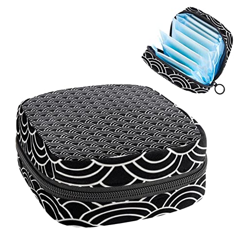 Damenbinde Aufbewahrungstaschen Stillpad Halter Schwarz Skala Muster Tragbare Periode Kit Tasche Feminine Produkt Beutel für Frauen Mädchen von DJROW