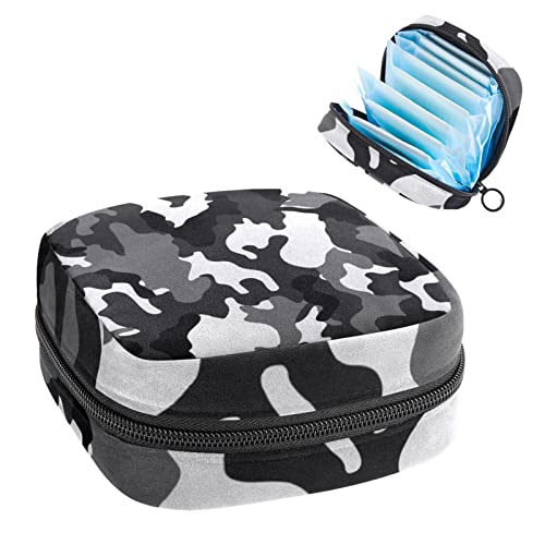 Damenbinde Aufbewahrungstaschen Stillpad Halter Schwarz und Grau Camouflage Muster Tragbare Periode Kit Tasche Feminine Produkt Beutel für Frauen Mädchen von DJROW