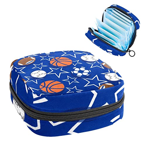 Damenbinde Aufbewahrungstaschen Stillpad Halter Sport Basketball Baseball Fußball Stern Blau Tragbare Periode Kit Tasche Feminine Produktbeutel für Frauen Mädchen von DJROW