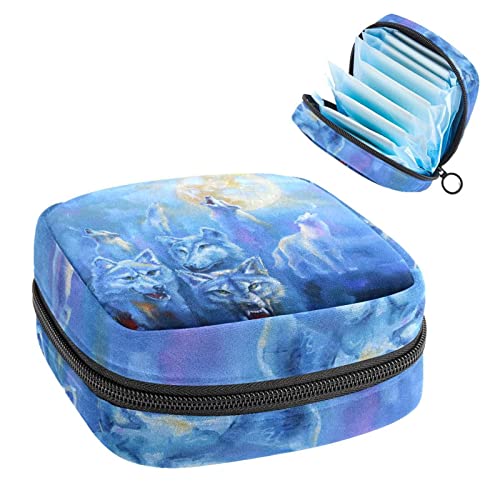 Damenbinde Aufbewahrungstaschen Stillpad Halter Wolf Muster Tragbare Periode Kit Tasche Feminine Produkt Beutel für Frauen Mädchen von DJROW