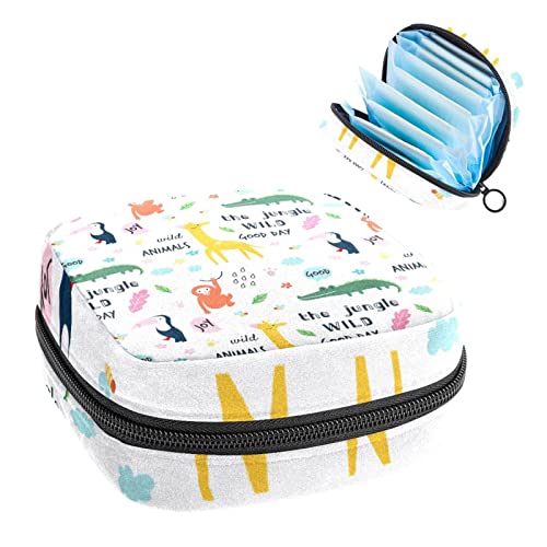 Damenbinden Aufbewahrungstaschen Stillpad Halter Der Dschungel Wildtiere Tragbare Periode Kit Tasche Feminine Produkt Beutel für Frauen Mädchen von DJROW