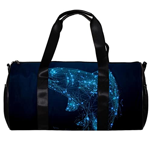 Runde Gym Sport Duffel Tasche mit abnehmbarem Schultergurt Fisch in Form eines Sternenhimmel Trainingshandtasche Übernachtungstasche für Damen und Herren, mehrfarbig, 45x23x23cm/17.7x9x9in von DJROW