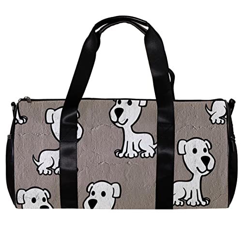 Runde Sporttasche mit abnehmbarem Schultergurt, Tiermotiv, nahtlos, Hundetraining, Handtasche, Übernachtungstasche für Damen und Herren, mehrfarbig, 45x23x23cm/17.7x9x9in von DJROW