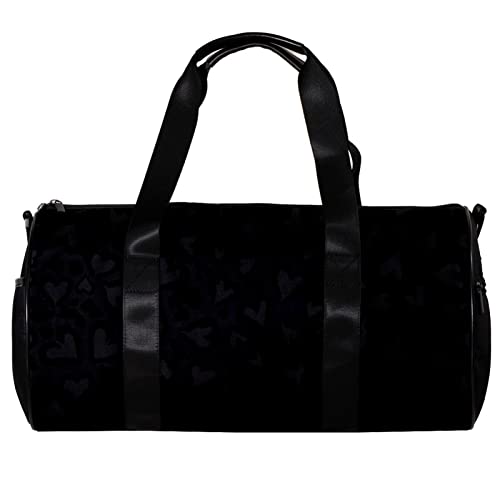 Runde Sporttasche mit abnehmbarem Schultergurt Schwarz Leopardenhaut Muster Design Training Handtasche Übernachtungstasche für Damen und Herren, mehrfarbig, 45x23x23cm/17.7x9x9in von DJROW