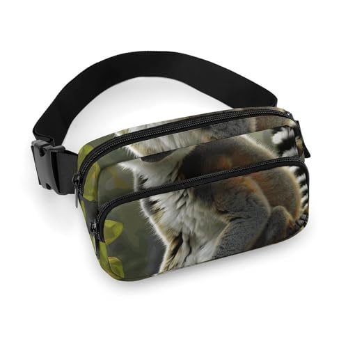 Bauchtasche für Damen und Herren, Hüfttasche, Crossbody-Tasche, Lemur, Gürteltasche für Reisen, Laufen, Wandern, Schwanz, Lemur, 20 x 13 cm, Hüfttasche, Lemur mit Schwanz, 20x13cm, Hüfttasche von DJUETRUI
