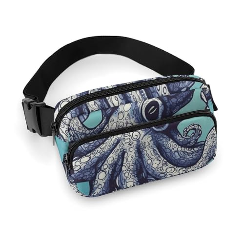 Bauchtasche für Damen und Herren, Hüfttasche, Crossbody-Tasche, Oktopus-Design, Gürteltasche für Reisen, Laufen, Wandern, Oktopus-Design, 20 x 13 cm, Hüfttasche, Oktopus-Design, 20x13cm, Hüfttasche von DJUETRUI