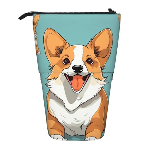DJUETRUI Corgi Teleskop-Federmäppchen mit niedlichem Hunde-Aufdruck, tragbarer Stifthalter, Schreibwaren, Stehendes Federmäppchen, Organizer, Reißverschluss, großes Federmäppchen, Schwarz, DJUETRUI Corgi Teleskop-Federmäppchen mit niedlichem Hunde-Aufdruck, tragbarer Stifthalter, Schreibwaren, Stehendes Federmäppchen, Organizer, Reißverschluss, großes Federmäppchen, Schwarz, von DJUETRUI