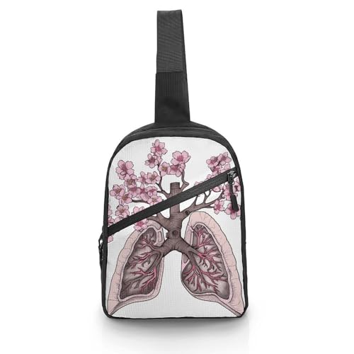 Schultertasche für Damen und Herren, Brusttasche, Baum mit Blumen, Tagesrucksack, Bauchtasche, Umhängetasche für Reisen, Baum mit Blumen, Einheitsgröße, Crossbody-Rucksäcke, Baum mit Blumen, von DJUETRUI