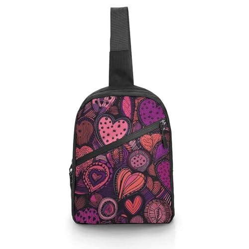 Schultertasche für Damen und Herren, Herzform, Tagesrucksack, Bauchtasche, Umhängetasche für Reisen, herzförmig, Einheitsgröße, Crossbodyrucksäcke, Herzförmig, Einheitsgröße, Crossbody-Rucksäcke von DJUETRUI