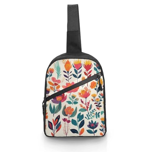 Schultertasche für Damen und Herren, verschiedene Blumen-Kunst, Tagesrucksack, Bauchtasche, Umhängetasche für Reisen, verschiedene Blumenkunst, Einheitsgröße, Crossbody-Rucksäcke, Verschiedene von DJUETRUI
