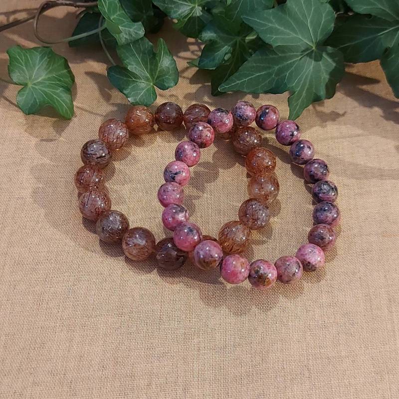 Neue 11.5/9.8mm 2 Stück Natürliche Rote Haare Rutilated Ziemlich Auffallendes Rhodonit Quarz Kristall Perlen Armband Aaa Bestes Geschenk von DJadeStore