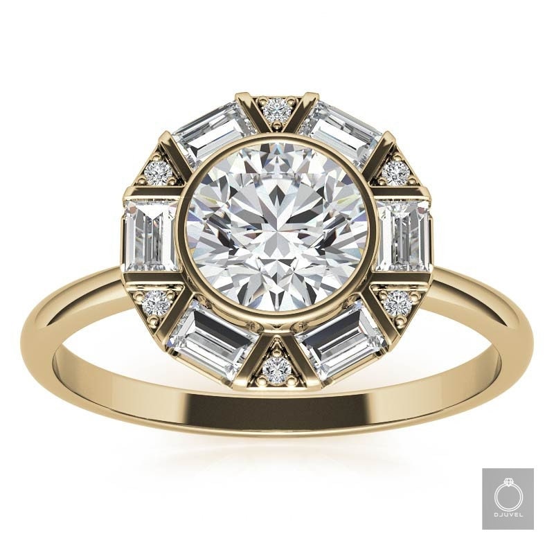 2.0Ct Einzigartiger Verlobungsring | Diamant Ehering Runder Smaragd Diamantschliff Fassung Heiligenschein Ring Geschenk Für Sie|Moissanite von DJuvel