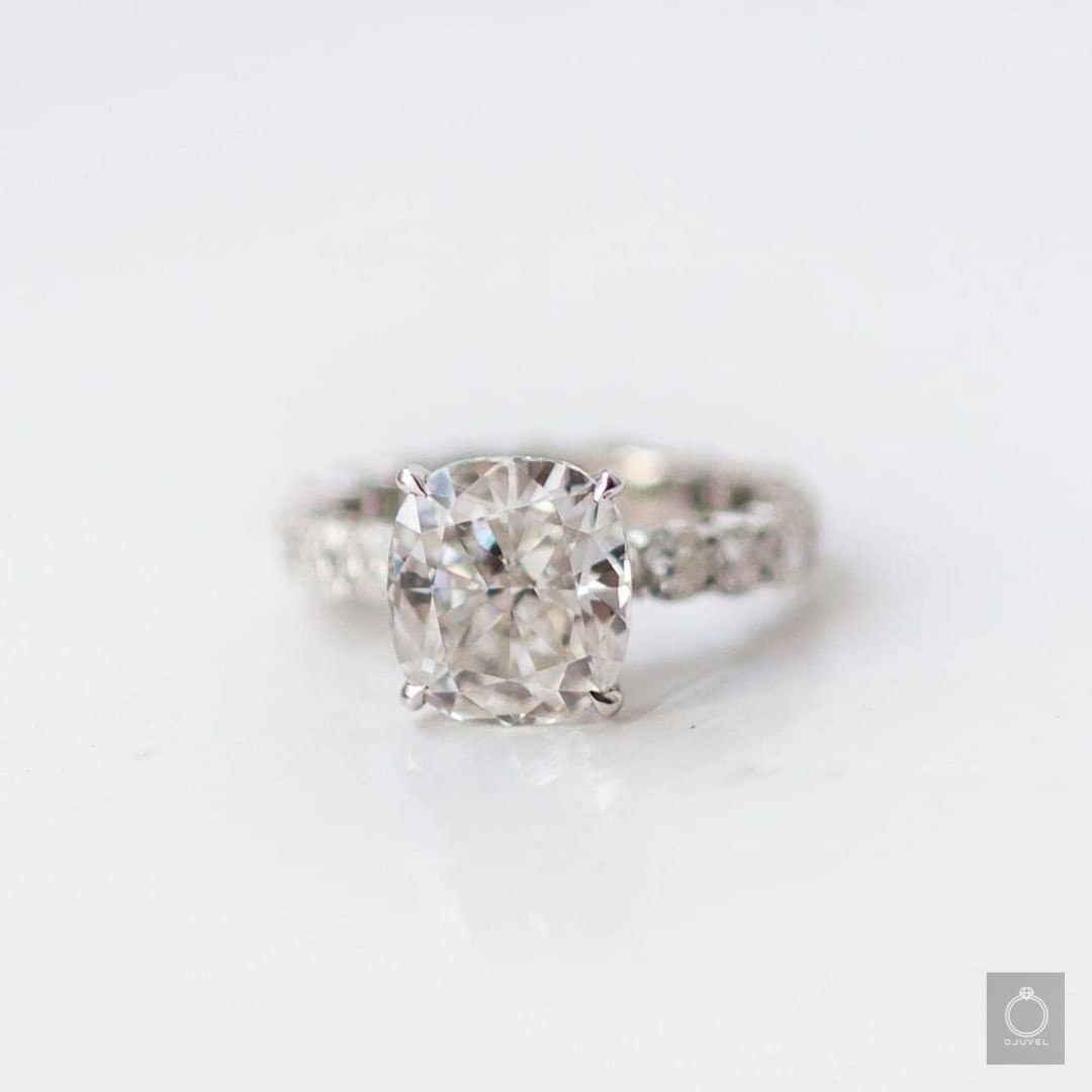 Brautring |10K Weißgold Ring | Diamant Ehering Kissen Diamantschliff Für Sie Geschenk Sie| Statementring von DJuvel