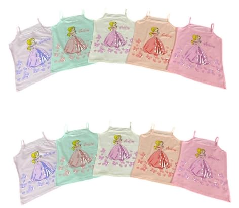 DK MY FASHION Mädchen Prinzessin Unterhemden Set, 10 Stück, Baumwolle, Pastellfarben (DE/NL/SE/PL, Numerisch, 2 Jahre, 3 Jahre, Flider, Weiß, Hellgrün, Lachsfarben und Rosa) von DK MY FASHION
