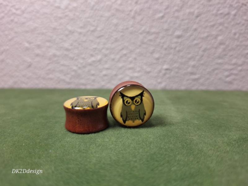Eulen Ohr Gauge Plug Aus Hart Palisander Holz - Verschiedene Größen von DK2design