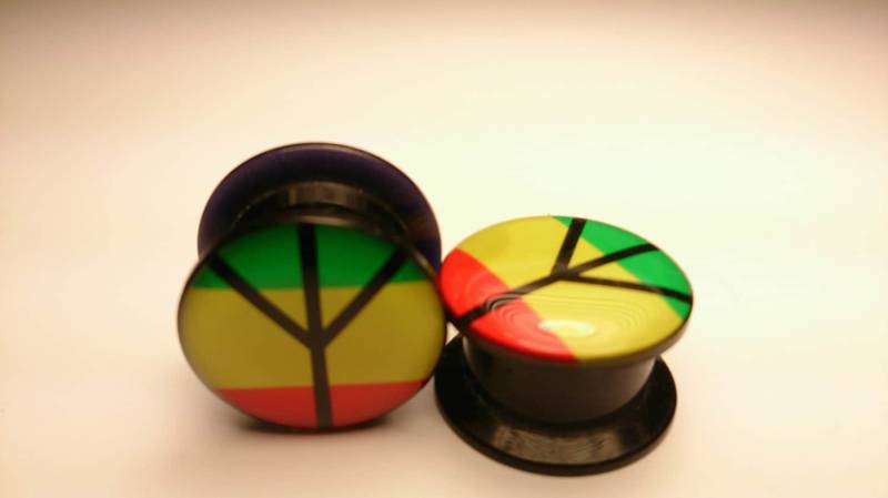 Peace Zeichen Acryl Plugs Double Flared Plugs | Paar von DK2design