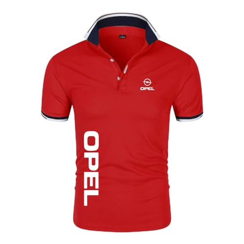 Herren Poloshirt Kurzarm für O.P.E.L Atmungsaktiv Golf Tennis Sport Polo Sommer Freizeit T-Shirt(Color:Red,Size:L) von DKDAHIO