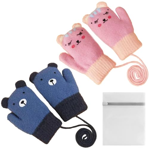DKDDSSS 2 Paar Baby Winter Handschuhe, Fäustlinge Kinder (rosa) von DKDDSSS