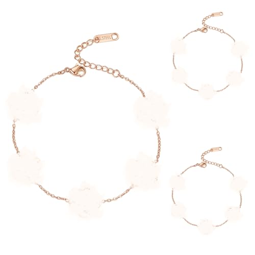 DKDDSSS 3 Stücke Glücklich Vierblättriges Kleeblatt Armband, Schmuckset für Frauen (Weiß+Schwarz+Rot) von DKDDSSS