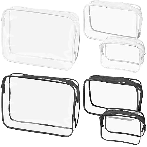 DKDDSSS 6 Stück Kulturbeutel Transparent, Kosmetiktasche Durchsichtig, wasserdichte PVC Transparente Toilettentasche, Make-up Tasche für Männer, Frauen, Kinder, Familie (Klein, Medium, Groß) von DKDDSSS