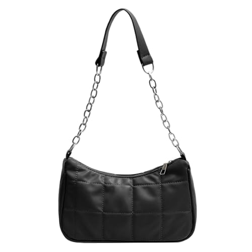 DKDXID Schultertasche Damen Klein Handtaschen Vintage Leder PU Umhängetasche Aesthetic Y2k Handtasche Mädchen Teenager Handbag Small 90s Women's Shoulder Bag Clutch Geldbörse Messenger Bag Schwarz von DKDXID