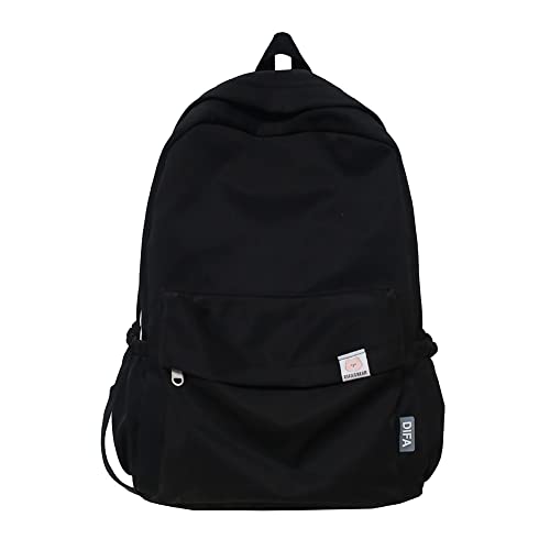 DKIIL NOIYB Ästhetischer Rucksack für Mädchen, einfarbig, ästhetische Schultasche, große Kapazität, Kawaii-Rucksack, ästhetischer Rucksack für Schule, Studenten, Laptop-Rucksack, A04-schwarz, 43 von DKIIL NOIYB