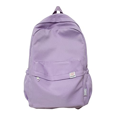 Ästhetischer Rucksack für Mädchen, einfarbig, ästhetische Schultasche, große Kapazität, Kawaii-Rucksack, ästhetischer Rucksack für Schule, Studenten, Laptop, Rucksack, A06-lila von DKIIL NOIYB