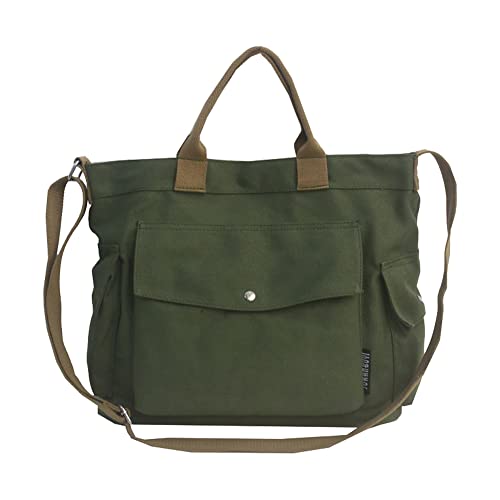 DKIIL NOIYB Canvas-Tragetasche für Damen, 35,6 cm, große Crossbody-Tragetasche mit mehreren Taschen, Canvas-Umhängetasche, oberer Griff, Schultertasche, Arbeitstasche, A02-grün, Einheitsgröße von DKIIL NOIYB