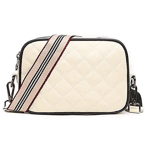 DKIIL NOIYB Crossbody-Tasche für Damen, kleine Echtleder-Damen-Umhängetaschen, weiße Crossbody-Kameratasche, abnehmbarer breiter Riemen, Schultertasche, Geldbörse, X01-beige von DKIIL NOIYB