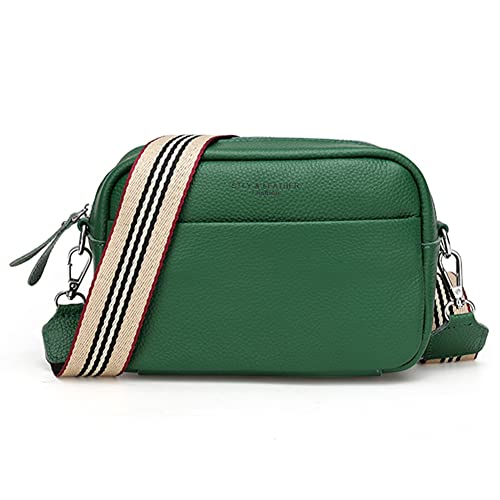 DKIIL NOIYB Crossbody Tasche für Frauen, Kleine Echtes Leder Damen Cross-body-Taschen Weiß Crossbody Kameratasche Abnehmbarer Breiter Gurt Umhängetasche Geldbörse, grün, 22 von DKIIL NOIYB