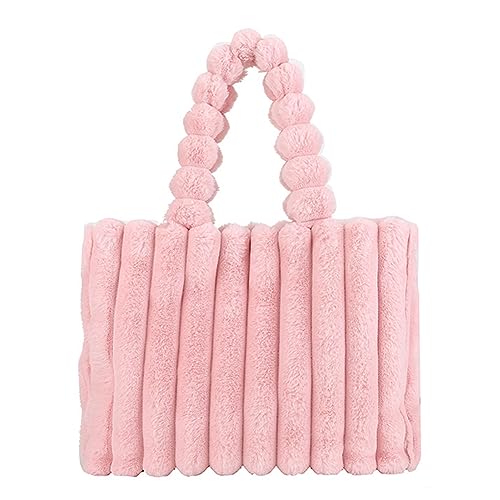 DKIIL NOIYB Damen Plüsch Handtaschen Damen Puffy Tote Bag Gesteppte Schultertaschen Süße Weiche Luftpolster Umhängetaschen Stepptasche Einkaufstasche Kunstfell Tragetaschen von DKIIL NOIYB