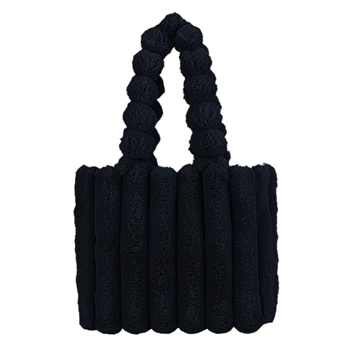 DKIIL NOIYB Damen Plüsch Handtaschen Damen Puffy Tote Bag Gesteppte Schultertaschen Süße Weiche Luftpolster Umhängetaschen Stepptasche Einkaufstasche Kunstfell Tragetaschen von DKIIL NOIYB